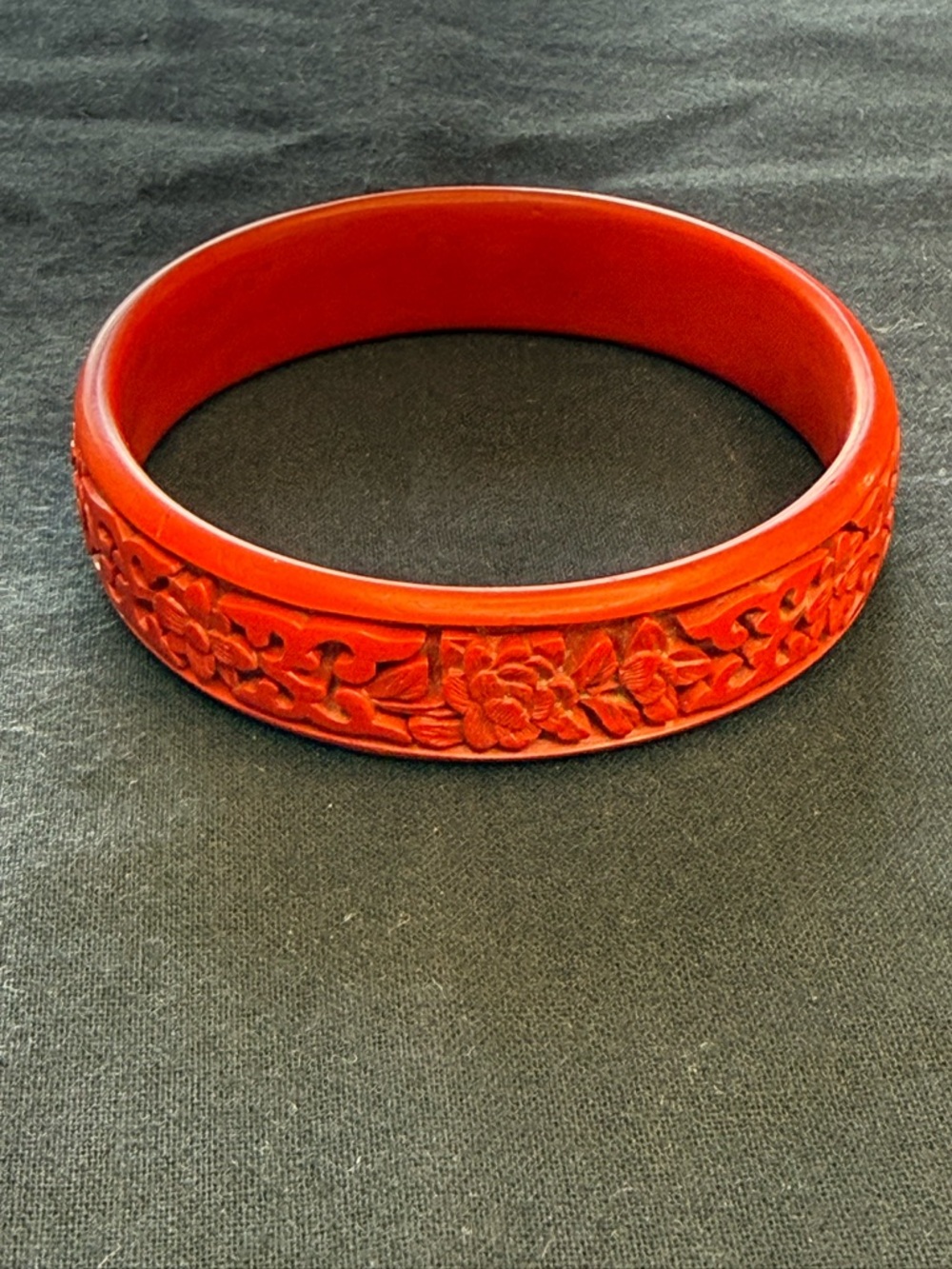 Faux Cinnabar Carved Bangle